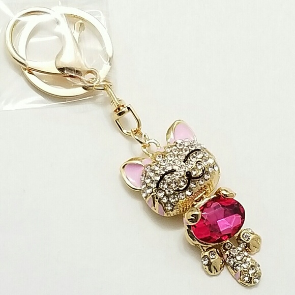 ⤵⤵New! Lucky Neko Cat Movable Body Keycharm - Picture 3 of 3